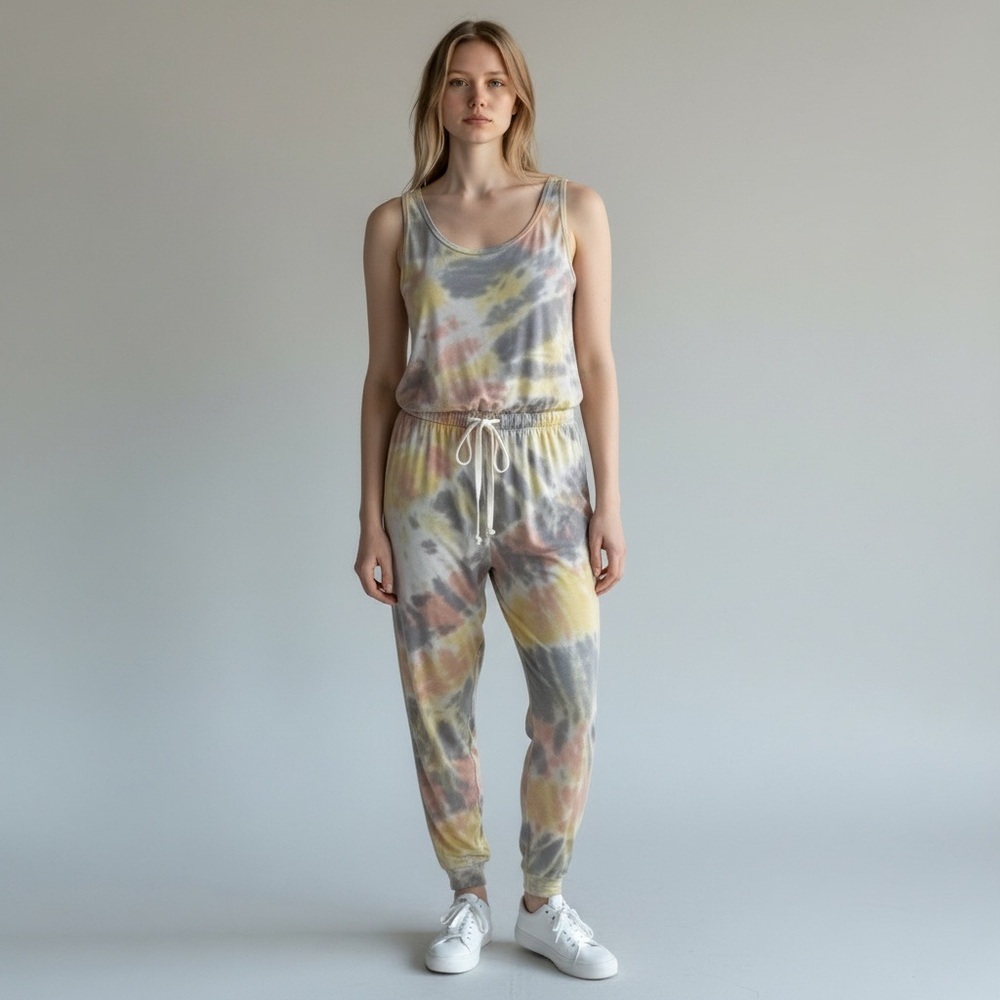 Caution To The Wind Multicolor Tie-Dye Jumpsuit size Small